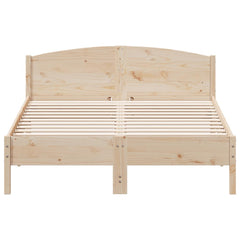 Bed Frame without Mattress Solid Wood Pine Length 200 cm Natural 160 cm