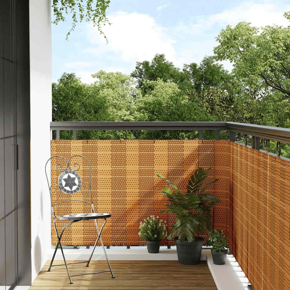 Balcony Screen 1000x90 cm Poly Rattan Light brown