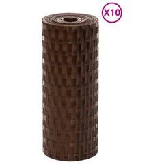 vidaXL Balcony Screens 10 pcs Brown and Black 255x19 cm Poly Rattan 3