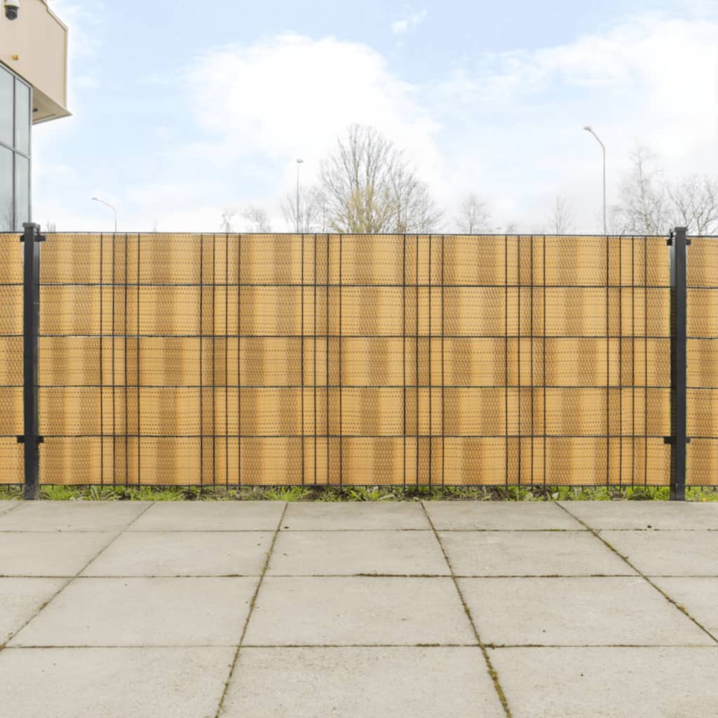 vidaXL Balcony Screens 10 pcs Light Brown 255x19 cm Poly Rattan 1