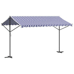 vidaXL Free Standing Awning Blue and White 400x300 cm Fabric and Steel 2