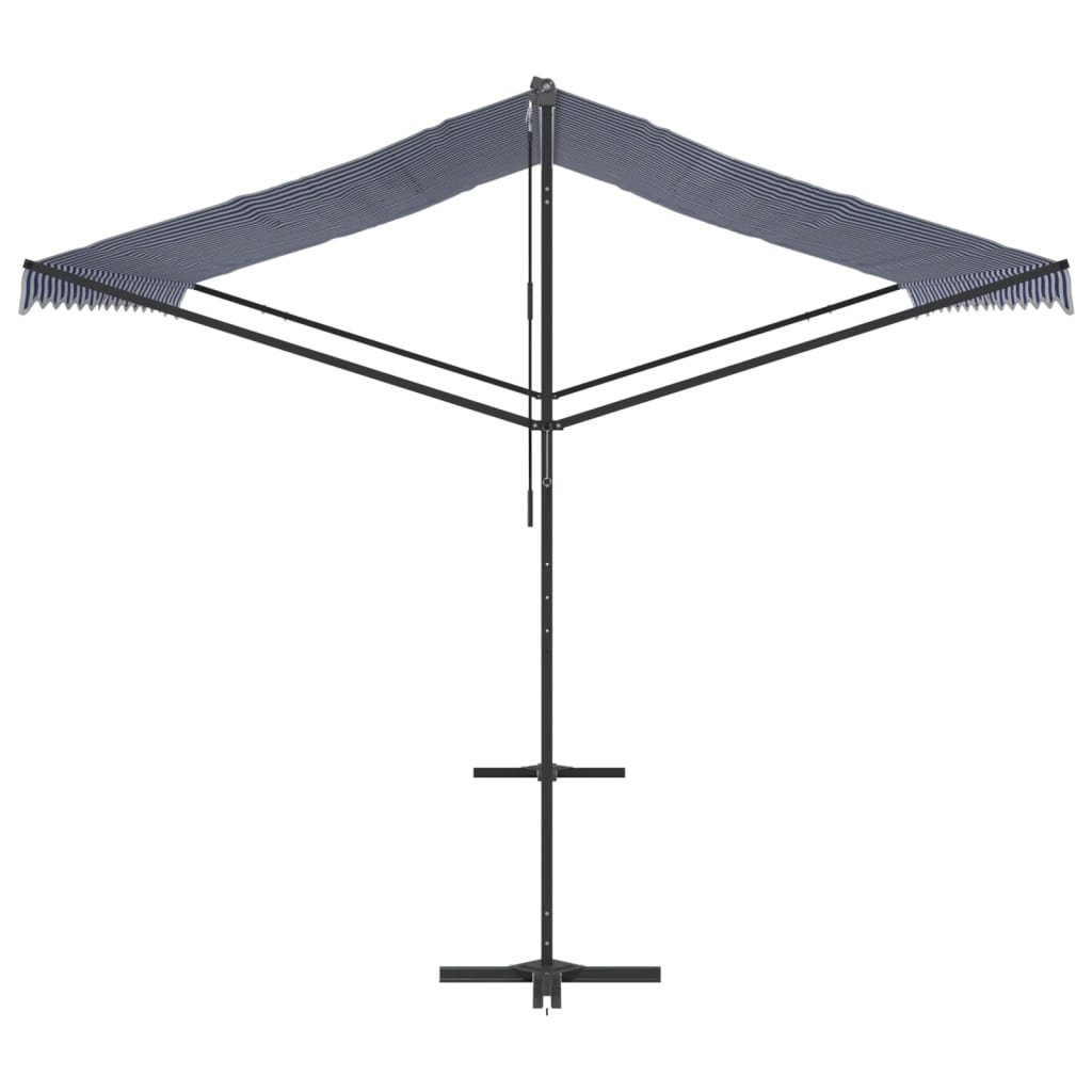 vidaXL Free Standing Awning Blue and White 400x300 cm Fabric and Steel 4