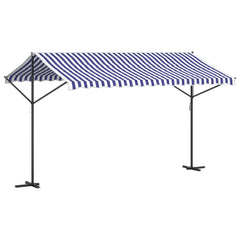 vidaXL Free Standing Awning Blue and White 400x300 cm Fabric and Steel 5