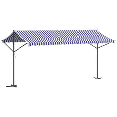 vidaXL Free Standing Awning Blue and White 500x300 cm Fabric and Steel 2