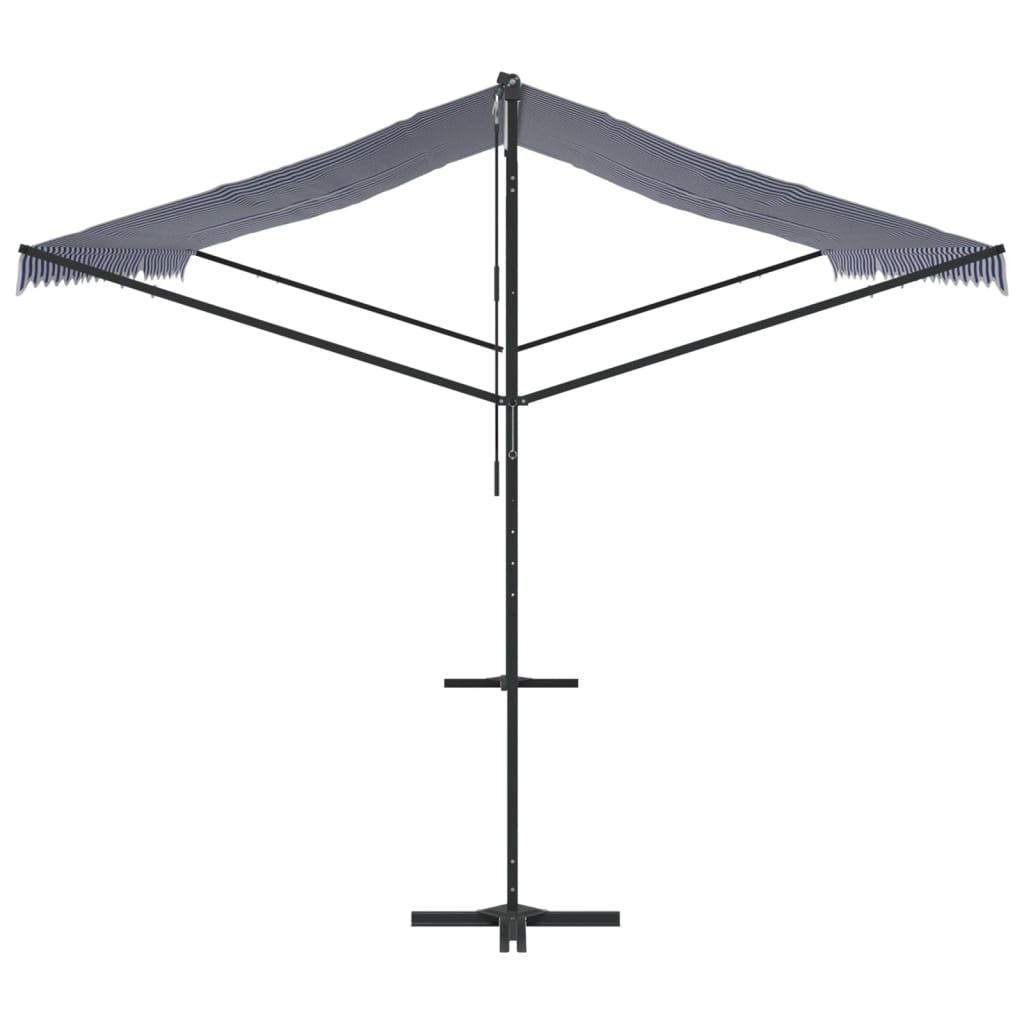 vidaXL Free Standing Awning Blue and White 500x300 cm Fabric and Steel 4