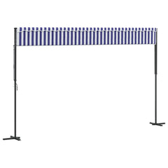 vidaXL Free Standing Awning Blue and White 500x300 cm Fabric and Steel 6