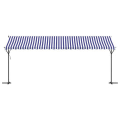 vidaXL Free Standing Awning Blue and White 600x300 cm Fabric and Steel 3