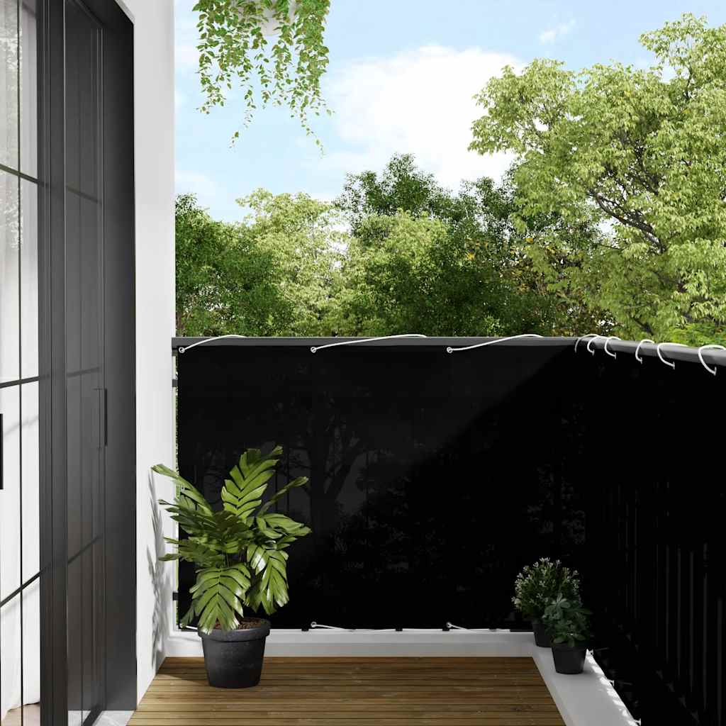 vidaXL Balcony Screen Black 120x700 cm 100% Polyester Oxford 1