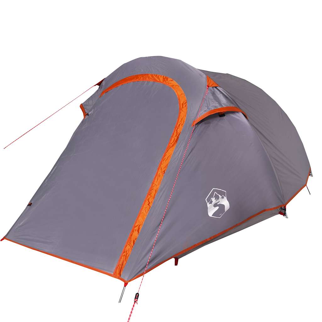 vidaXL Camping Tent Tunnel 3-Person Grey and Orange Waterproof 5