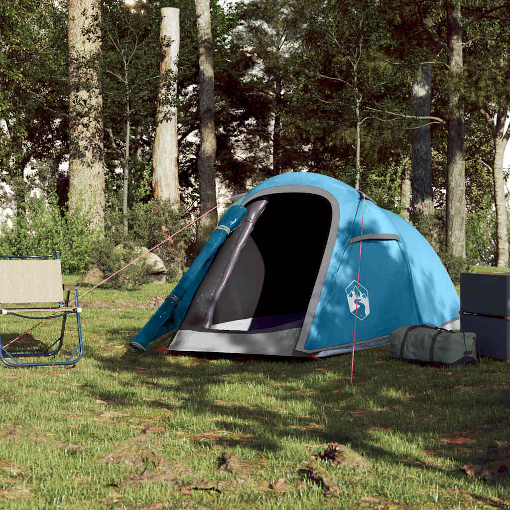 vidaXL Camping Tent Tunnel 2-Person Blue Waterproof 3