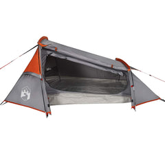 vidaXL Camping Tent Tunnel 2-Person Grey and Orange Waterproof 2