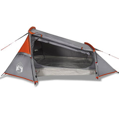 vidaXL Camping Tent Tunnel 2-Person Grey and Orange Waterproof 4
