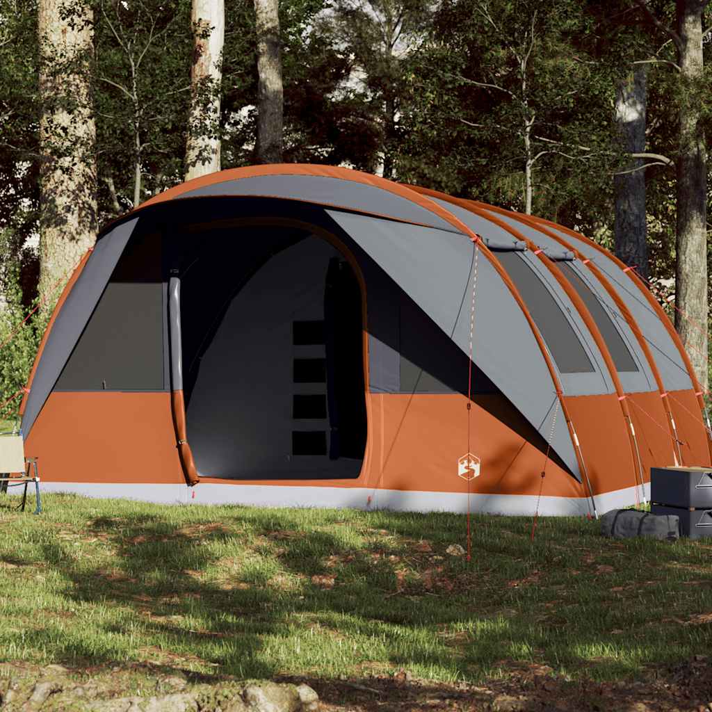 Family Tent Tunnel Waterproof Grey and orange 7-person