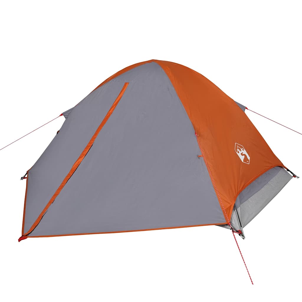 vidaXL Camping Tent Dome 4-Person Grey and Orange Waterproof 2
