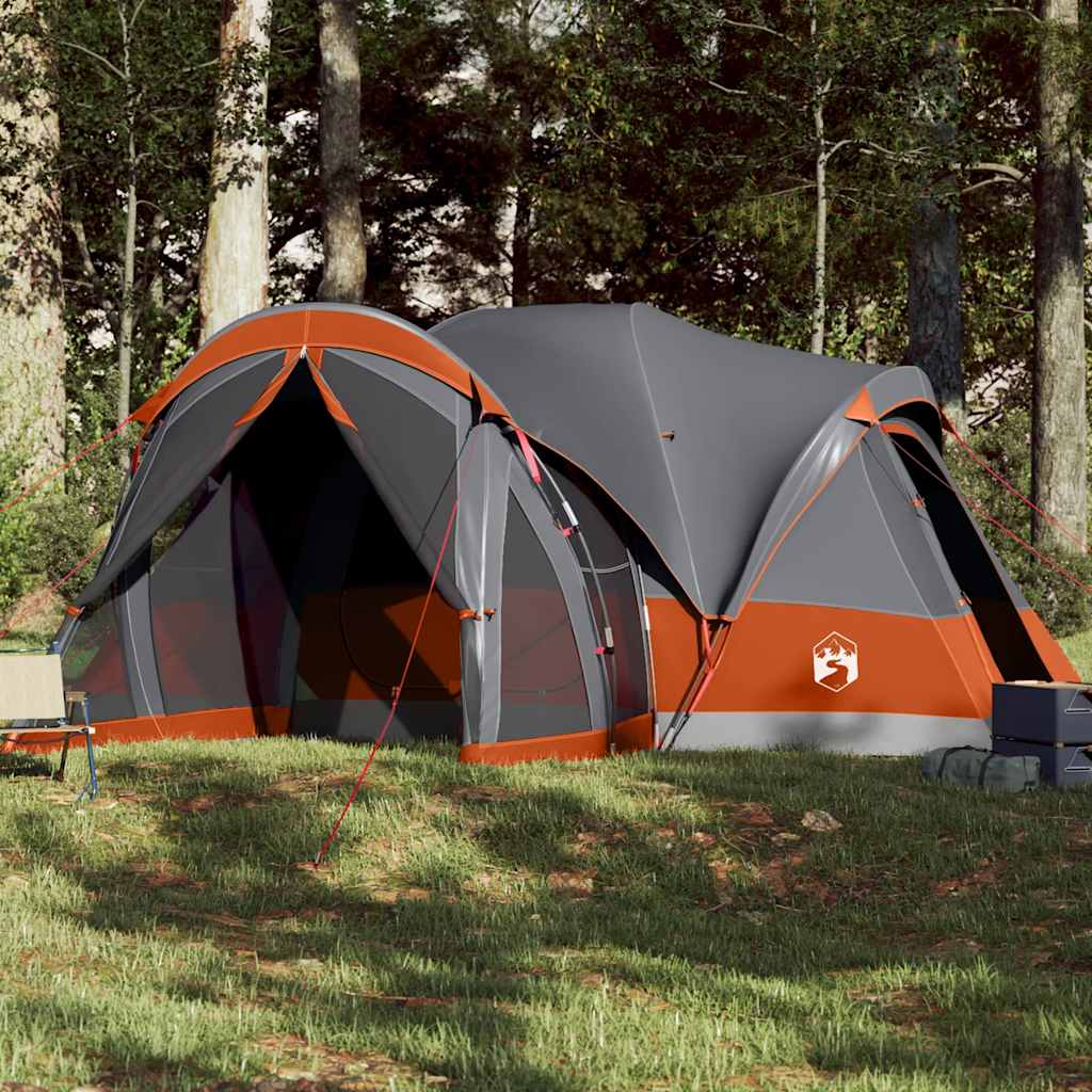 Family Tent Tipi 8-Person Waterproof Grey and orange