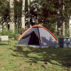 vidaXL Camping Tent Dome 2-Person Grey and Orange Waterproof 4