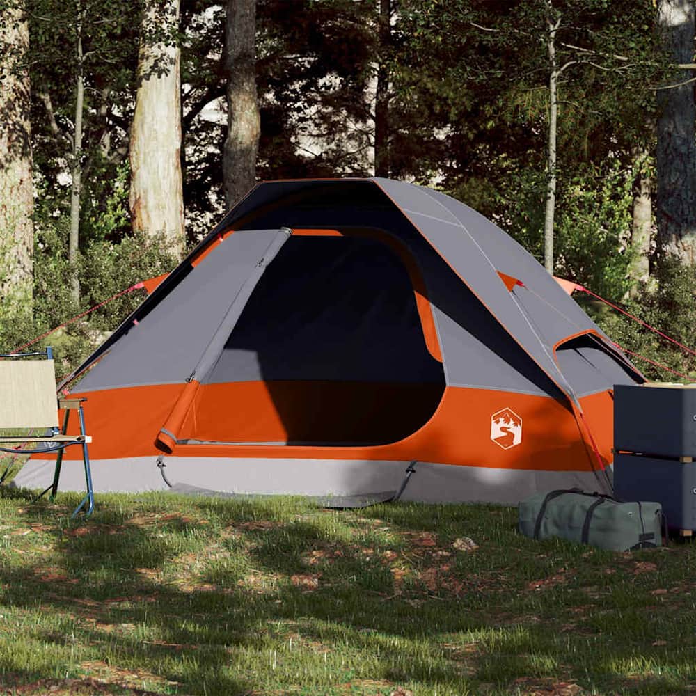 Camping Tent Dome Waterproof 2-person Grey and orange