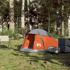 vidaXL Camping Tent Dome 1-Person Grey and Orange Waterproof 3