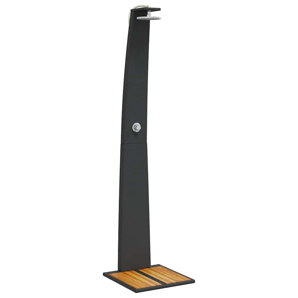 Outdoor Shower 55x60x224 cm Poly Rattan and Acacia Wood Black