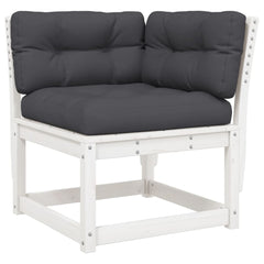 vidaXL Garden Sofa Corner with Cushions White 73x73x78 cm Solid Wood Pine 2