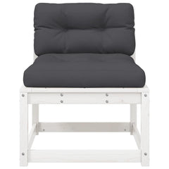vidaXL Garden Sofa with Cushions White Solid Wood Pine 5