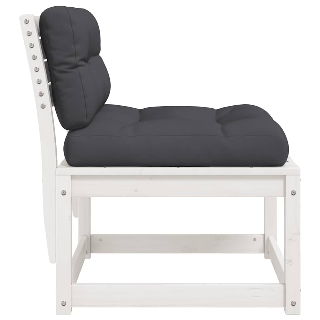 vidaXL Garden Sofa with Cushions White Solid Wood Pine 6