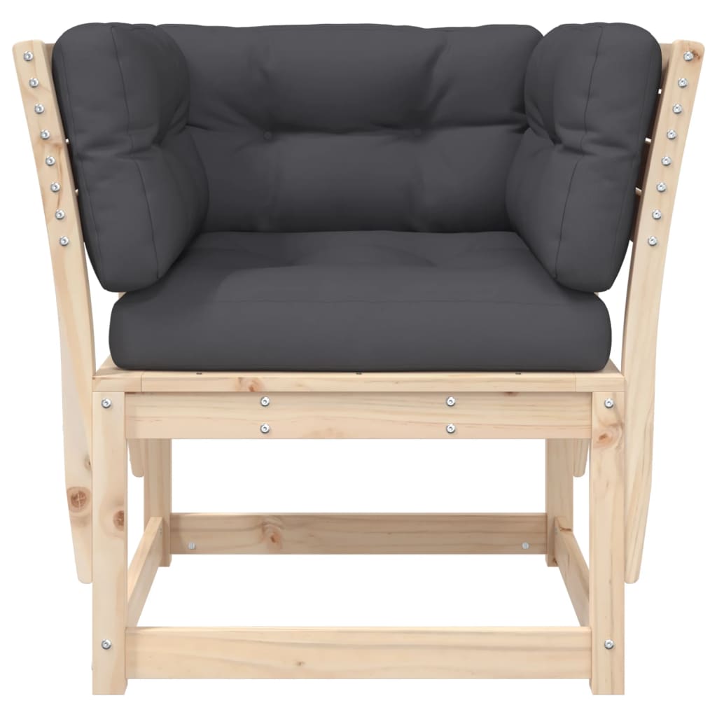 vidaXL Garden Sofa Armrest with Cushions Solid Wood Pine 5