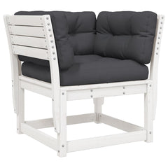 vidaXL Garden Sofa Armrest with Cushions White Solid Wood Pine 2
