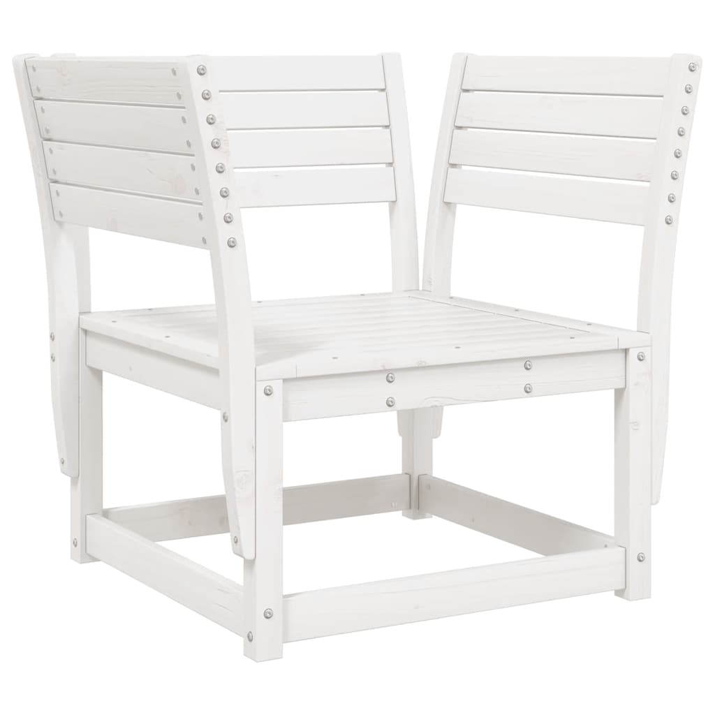 vidaXL Garden Sofa Armrest with Cushions White Solid Wood Pine 4