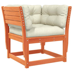 vidaXL Garden Sofa Armrest with Cushions Wax Brown Solid Wood Pine 2