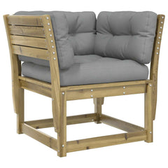 vidaXL Garden Sofa Armrest with Cushions Impregnated Wood Pine 2