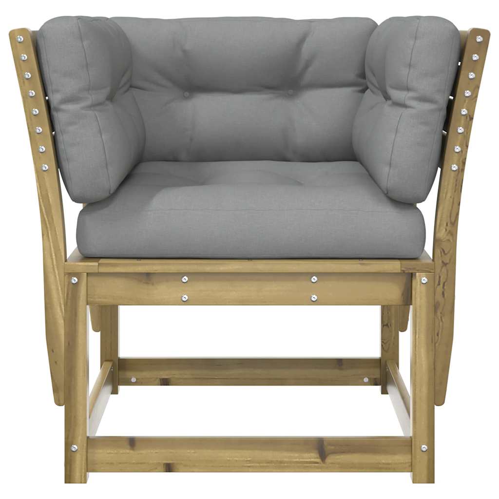 vidaXL Garden Sofa Armrest with Cushions Impregnated Wood Pine 5