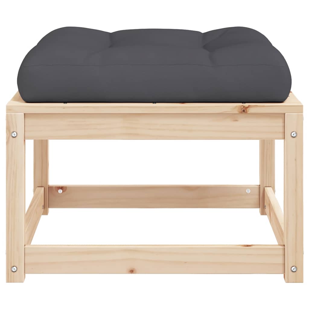 vidaXL Garden Footstool with Cushions Solid Wood Pine 6