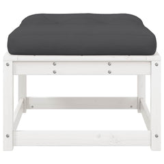 vidaXL Garden Footstool with Cushions White Solid Wood Pine 5