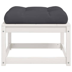 vidaXL Garden Footstool with Cushions White Solid Wood Pine 6