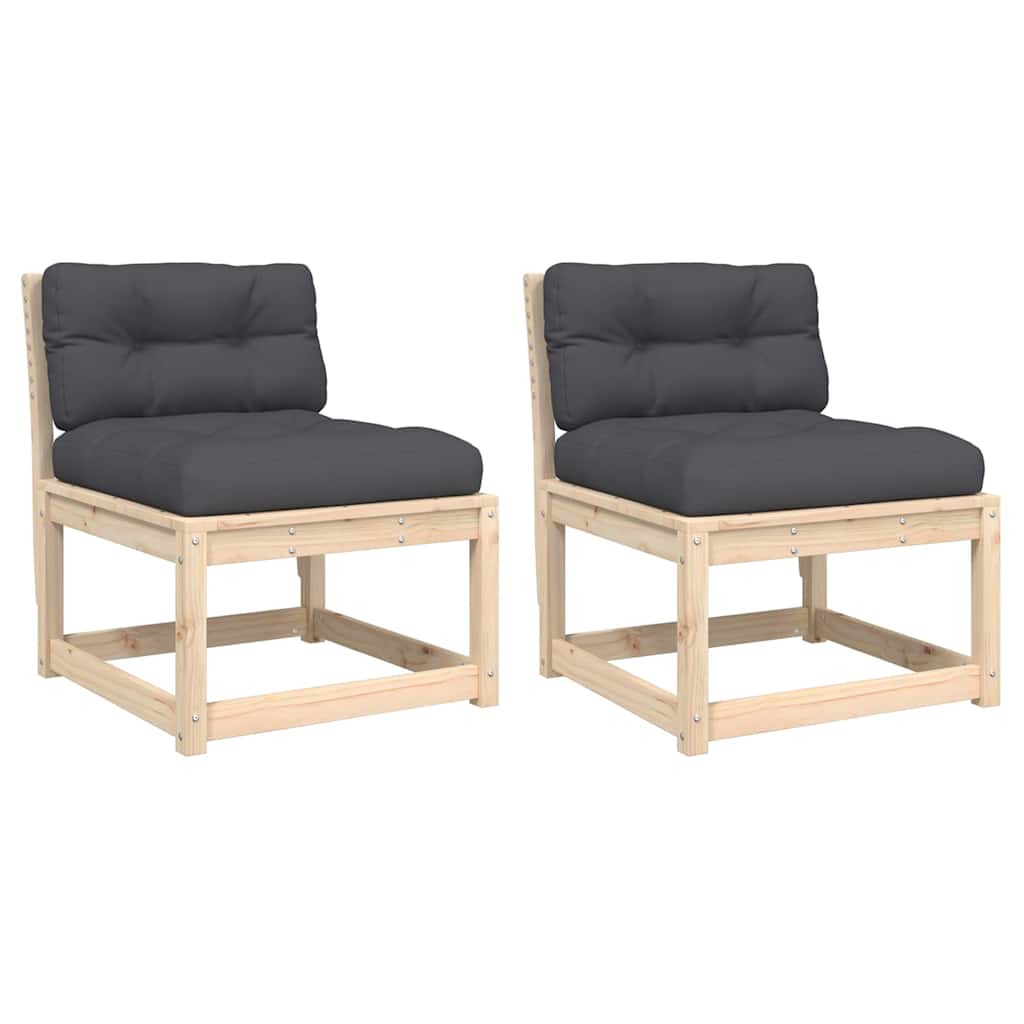 vidaXL Garden Sofas with Cushions 2pcs Solid Wood Pine 2