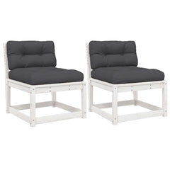 vidaXL Garden Sofas with Cushions 2pcs White Solid Wood Pine 2