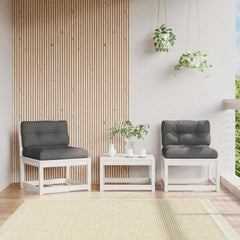 Garden Sofa Solid Wood Pine White with cushions 2
