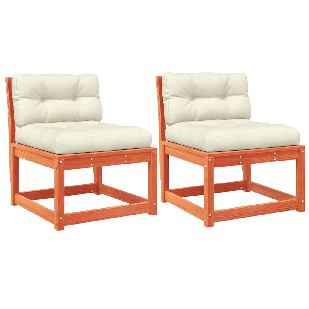 vidaXL Garden Sofas with Cushions 2pcs Wax Brown Solid Wood Pine 2