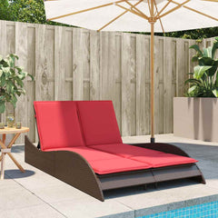 Sun Lounger with Cushions 114x205x73 cm Poly Rattan Brown