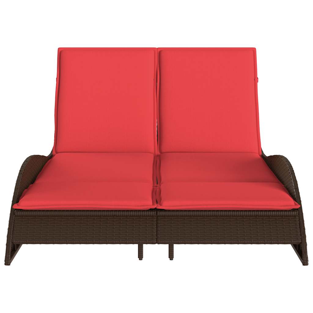 Sun Lounger with Cushions 114x205x73 cm Poly Rattan Brown