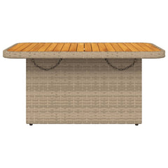 Garden Table Poly Rattan and Acacia Wood Beige 90 cm 55 cm