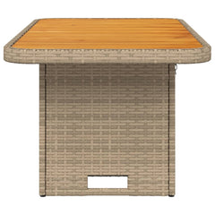 Garden Table Poly Rattan and Acacia Wood Beige 90 cm 55 cm