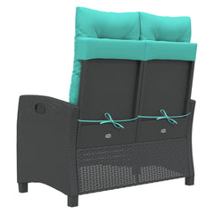 vidaXL Reclining Garden Bench with Cushions Black Poly Rattan 5