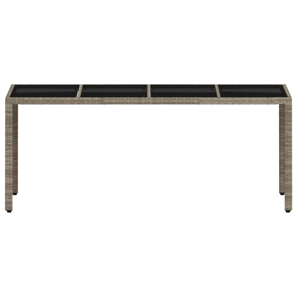 Garden Table with Glass Top 190x90x75 cm Poly Rattan Light grey