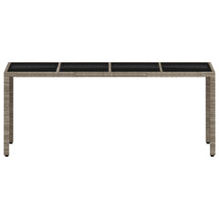 Garden Table with Glass Top 190x90x75 cm Poly Rattan Light grey