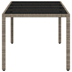 Garden Table with Glass Top 190x90x75 cm Poly Rattan Light grey