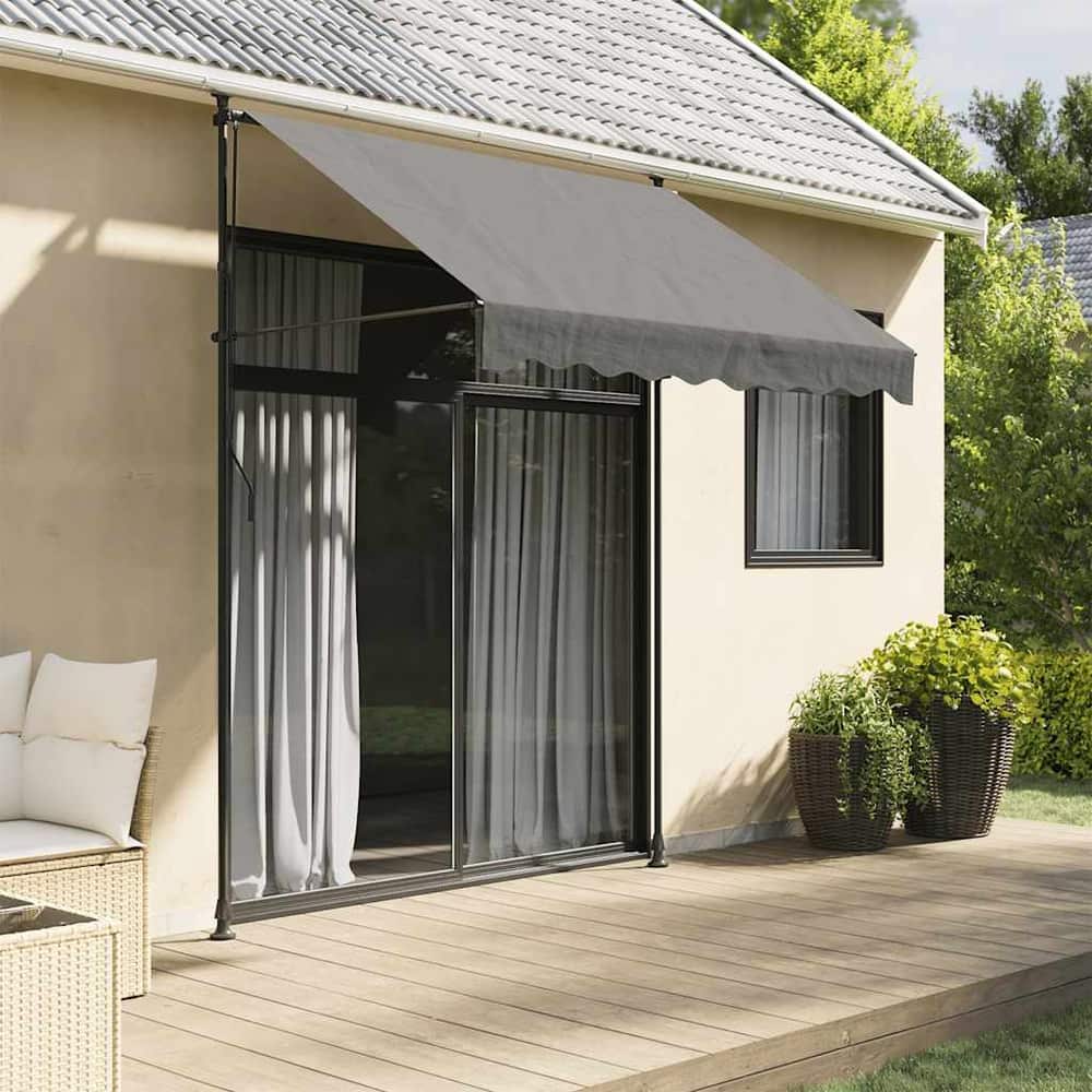 Retractable Awning 100x150 cm Fabric and Steel Anthracite Frame Anthracite 200 cm