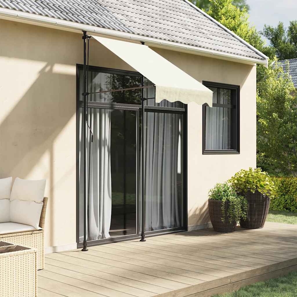 Retractable Awning 100x150 cm Fabric and Steel Anthracite Frame Cream 100 cm