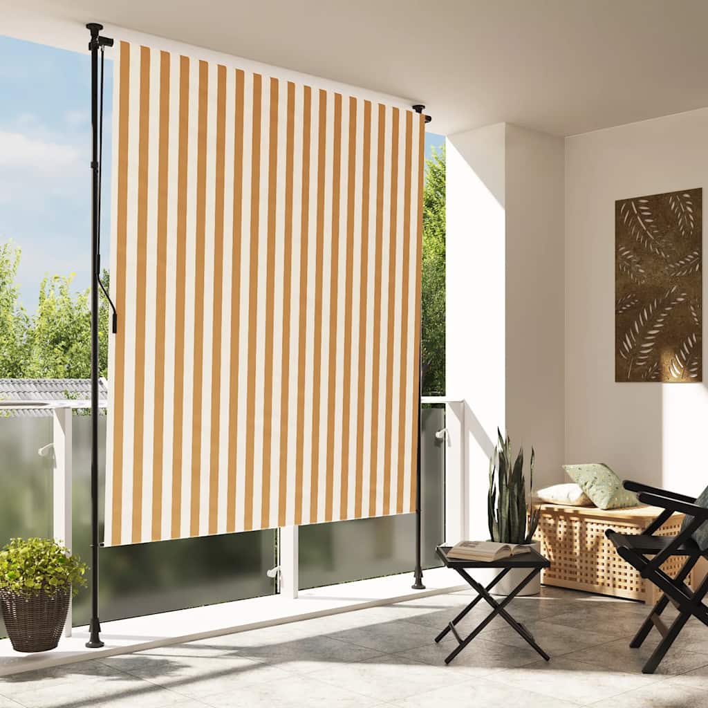 vidaXL Outdoor Roller Blind Orange and White 150x270 cm Fabric&Steel 1